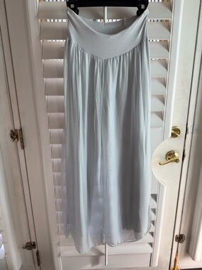 Palazzo Wide Leg lined Pull-On Pants in Light silky Gray